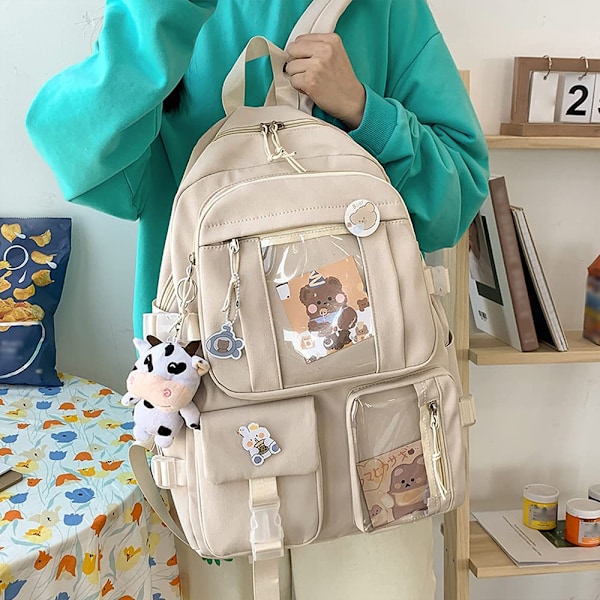 Charmig Kawaii Ryggsäck för Trendsättare, Robust Dragkedja för Pålitlighet, Justerbara Remmar för Anpassad Passform, Din Perfekta Accessoar för Skolan