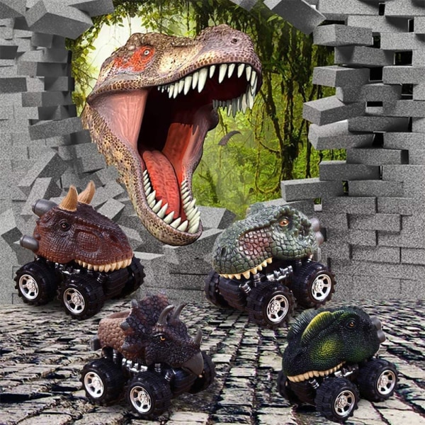 4stk Dinosaur Car Lekesett for 2-10 år Gutter, Gutter