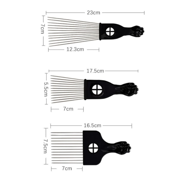 3 st kammar metallkam hårplockar bredtandad kam