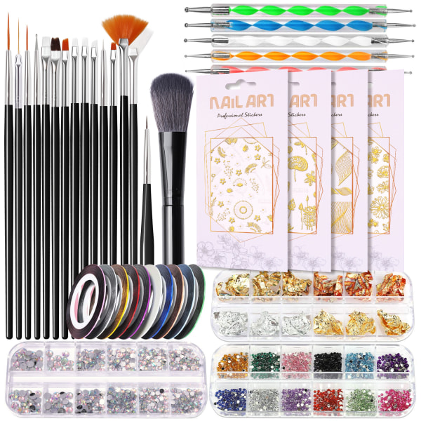 Nagelborstar för nagelkonst, nagelkonstset, svart