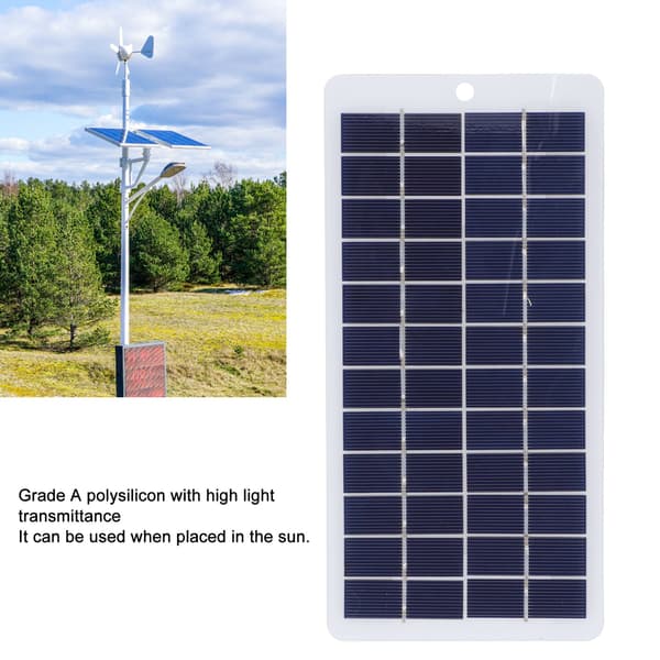 Solcellepanellader for utendørsbelysning, høyeffektivt polysilisium solcellepanel med høy lystransmisjon, 5W 12V bærbar solcelle