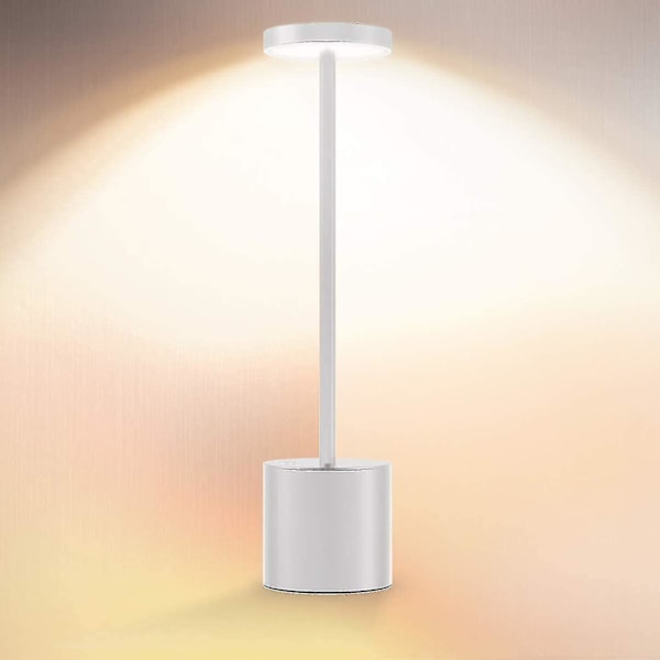 Ledningsfri Bordlampe, LED Metal USB Genopladelig 6000mAh 2-Niveau Lysstyrke Natlampe Skrivebordslampe Læselampe til Restaurant/Soveværelse/Kollegium (Guld)