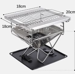 Sammenklappelig Mini Grill i Rustfrit Stål, Udendørs Enkelt/Dobbelt Bærbar Kulgrill, Camping Lille