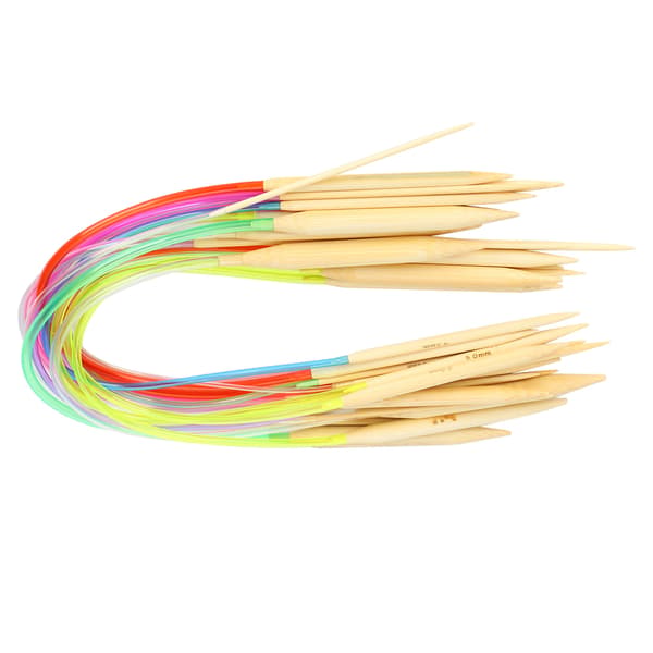 Runda stickor i bambu 40 cm, runda stickor i trä, släta och hållbara stickor, flexibla stickor med dubbla spetsar