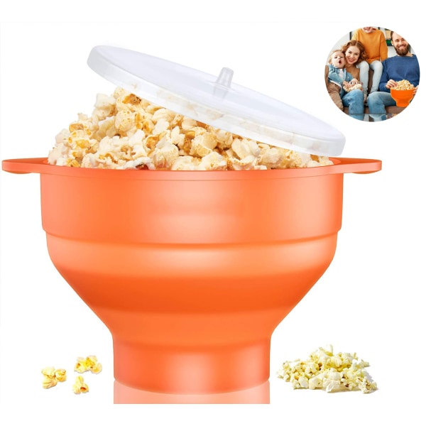 Popcorn Popcorn Popper, Mikroaaltouuninkestävä, Silikoni Popcorn Make, Oranssi