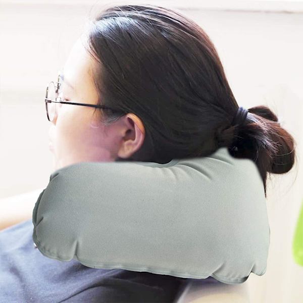 2-pack U-formad bärbar uppblåsbar nackkudde för resor