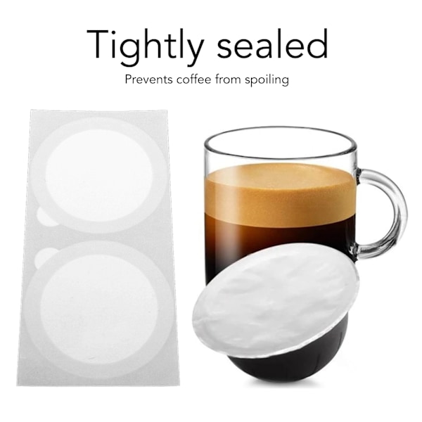 100 st Kaffekapslar Aluminiumfolielock Mångsidiga Självhäftande Tät Förslutning Stora Återanvändbara Kaffekapsellock för Vertuo-kapslar