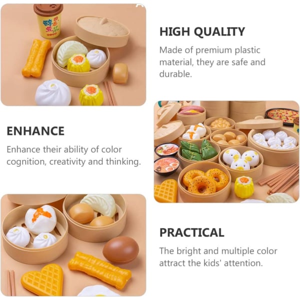 2 Sets Kids Pretend Play Toy Kitchen Cooking Toy Steamed Toy