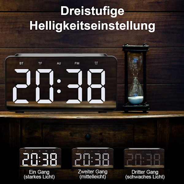 Smart Väckarklocka med Röstinspelare, Qi Trådlös Laddningsplatta, Bluetooth-Högtalare, Elegant Design, Perfekt För Moderna Sovrum Och Kontor,