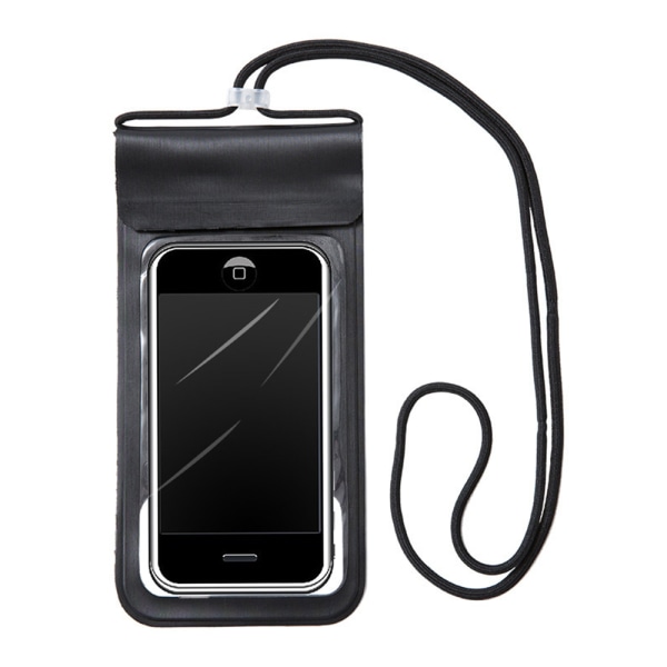 Utendørs gjennomsiktig borrelås mobiltelefon vanntett veske, svart