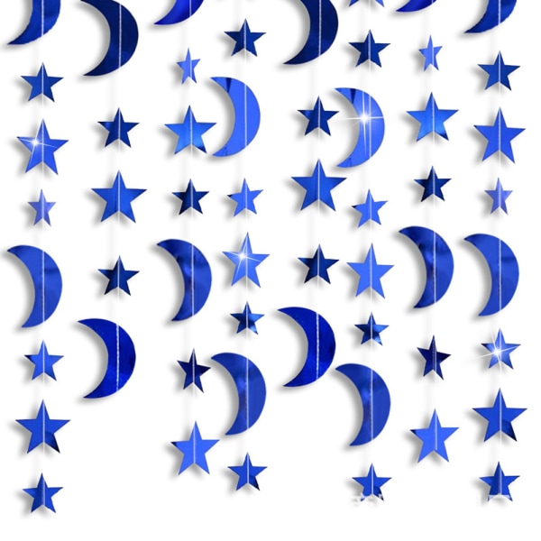 2-setin Blue Star Moon -juhlakoristelusarja, riippuva puolikuu
