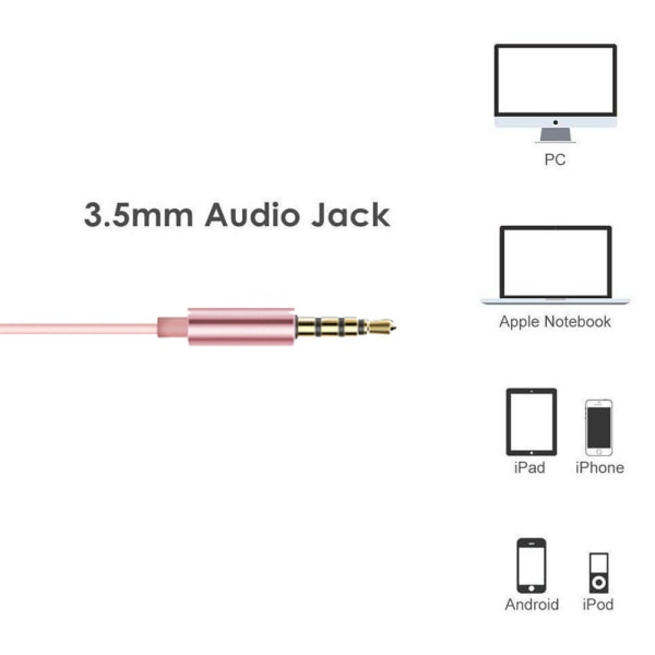 In-ear-hodetelefoner, støyreduserende hodetelefoner, rosa gull