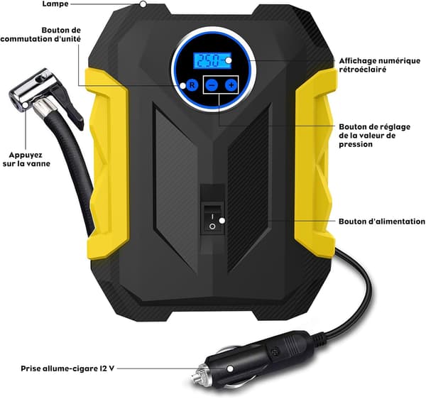 Bil Dekk Inflator, 12V Bærbar Luftkompressor, 150PSI Luftkompressor