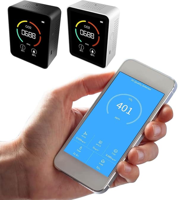Smart luftkvalitetsmåler CO2-måler luftkvalitetstester aktivert