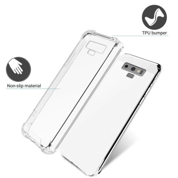 Moozy Transparent Silikonfodral för Samsung Note 9 - Anti Shock Kristallklart Fodral Fodral Flexibelt mjukt TPU-fodral Transparent