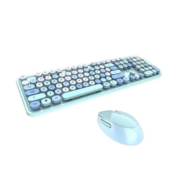 MOFII Sweet 2.4G USB trådlöst optiskt tangentbord och mus Blå - Flerfärgade knappar