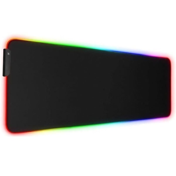 Riff RGB-01 Gummerad spelmusmatta i tyg med USB RGB LED-färgljus (80x30 cm) Svart