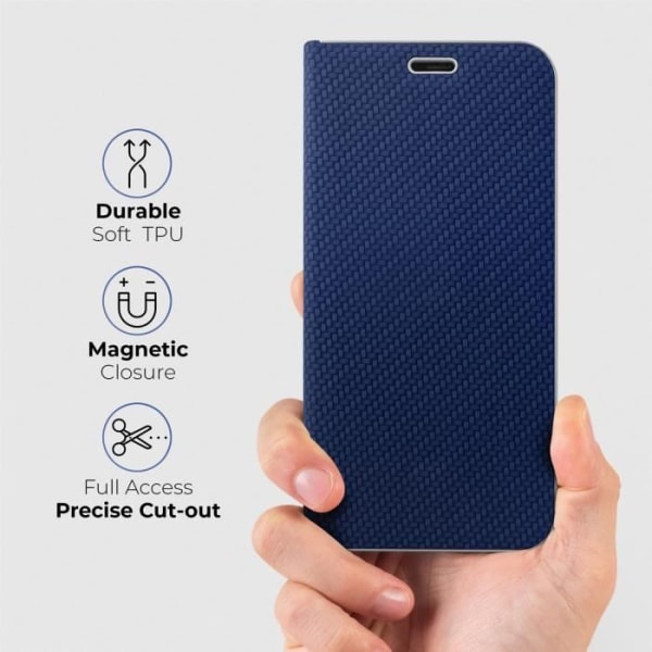 Moozy Wallet Case för Xiaomi Redmi Note 11 Pro 5G och 4G, mörkblått kol - Flip-fodral med kant