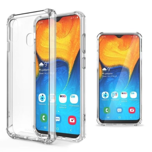 Moozy Transparent Silikonfodral för Samsung A20, A30 - Stötsäkert Kristallklart Fodral Cover Mjukt flexibelt TPU-fodral