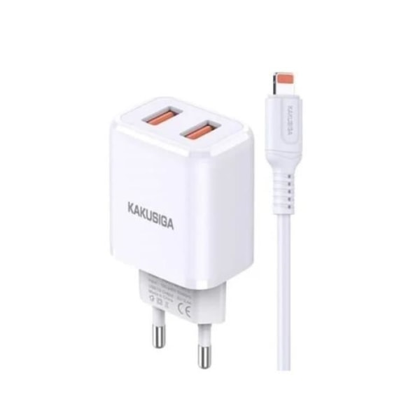 Kaku KSC-793 2.4A 2-i-1 Snabb Dual-Port Adaptiv Laddare med Lightning-kabel, vit