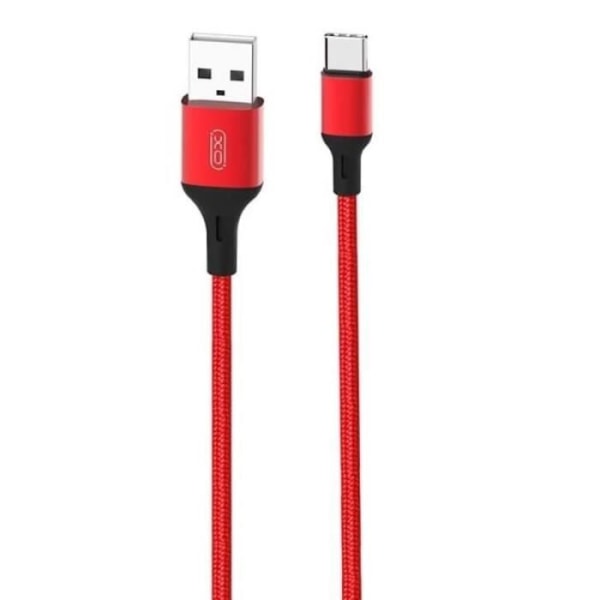 XO NB143 Hållbar TPE Universal USB till USB-C (Typ-C) Data &amp; Data Snabbladdarkabel 2,4A 2m Röd
