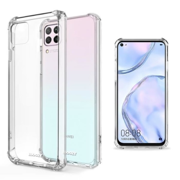 Moozy Transparent Silikonfodral för Huawei P40 Lite - Anti Shock Kristallklart Fodral Cover Flexibelt mjukt TPU-fodral Transparent