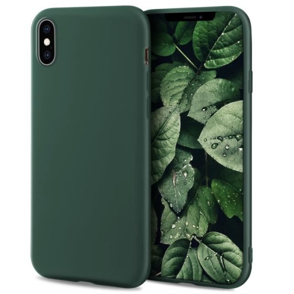 Moozy Minimalist Series Silikontelefonfodral för iPhone X och iPhone XS, Skogsgrön - Matt finish, Mjukt och Slim Cover Cov