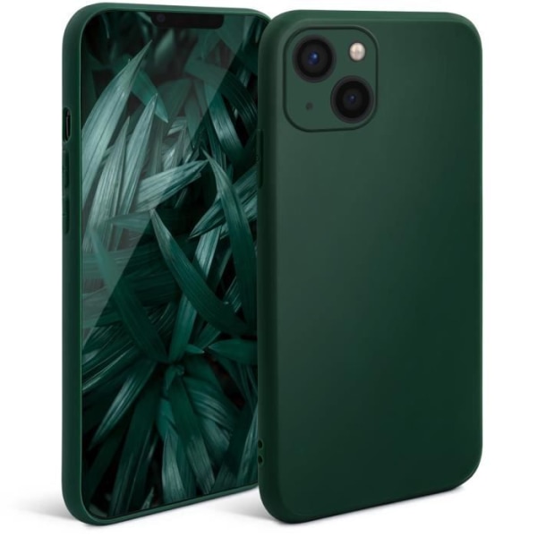 Moozy Minimalist Series Silikonfodral till iPhone 13 Mini, Forest Green - Matt finish