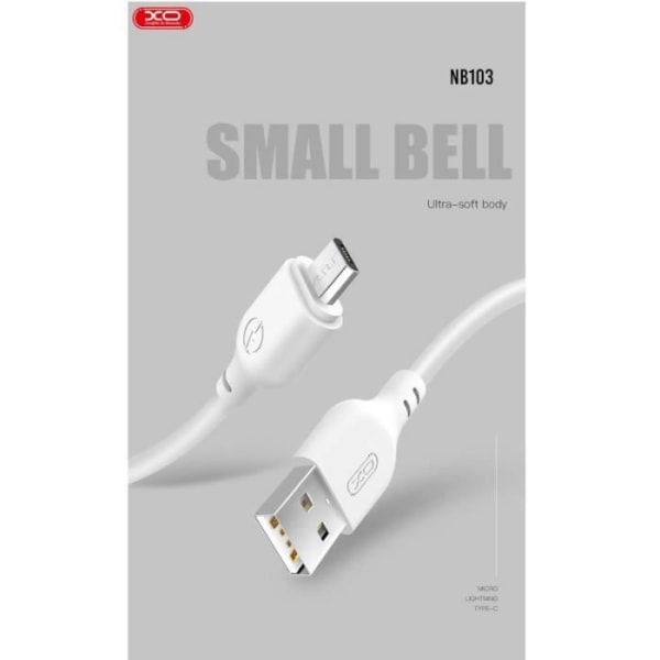 XO NB103 Hållbar TPE Universal USB till USB-C (Typ-C) Data & Data Snabbladdarkabel 2,4A 2m Vit