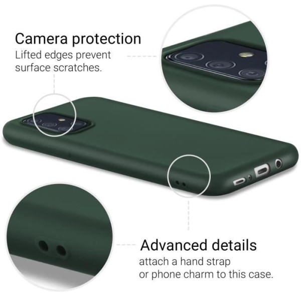 Moozy Minimalist Series silikonfodral för Samsung A51, skogsgrön - matt finish, smalt tunt, mjukt TPU-fodral