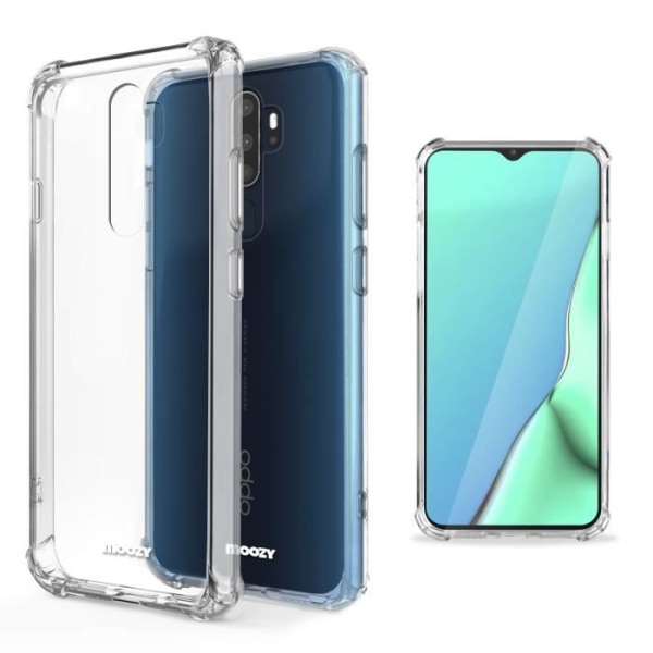 Moozy Transparent silikonfodral för Oppo A9 2020 - Stötsäkert kristallklart fodralskydd Mjukt flexibelt TPU-fodral Transparent