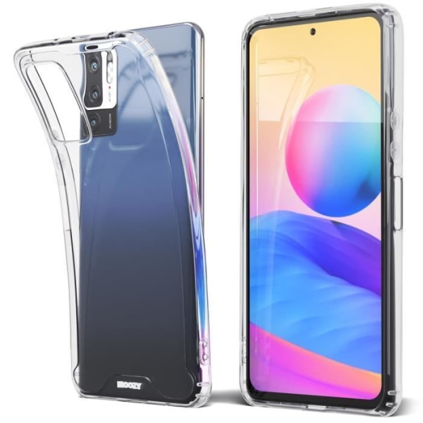 Moozy Xframe Shockproof Case för Xiaomi Redmi Note 10 5G och Poco M3 Pro 5G - Clear Edge Case, Hybrid Case