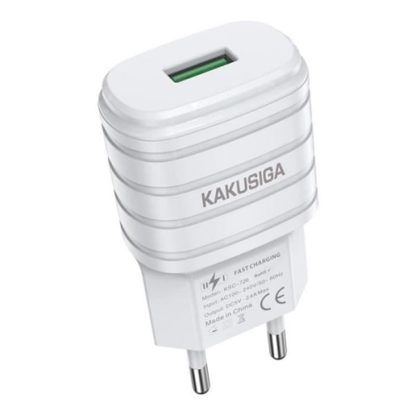 iKaku KSC-726 MINGTONG 2.4A smart laddare med enkel USB-port Vit