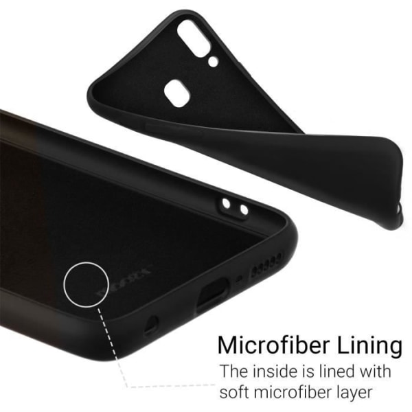 Moozy livsstil. Fodral för Samsung A20e, svart - Flytande silikonfodral med matt finish och mjukt mikrofiberfoder