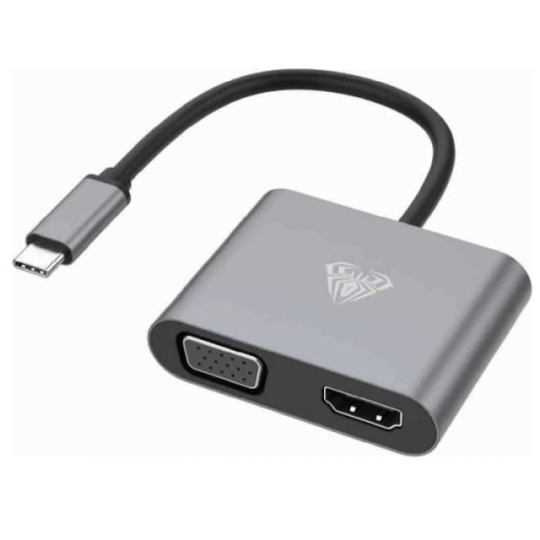 Aula UC-901 2-i-1 videoadapter - Omvandlare från USB-C till 4K 30Hz Hdmi-skärm - VGA