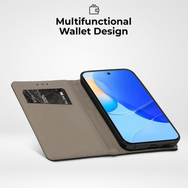 Moozy Flip Fodral för Xiaomi Redmi Note 11 - 11S, Svart - Smart Magnetic Flip Wallet Fodral med
