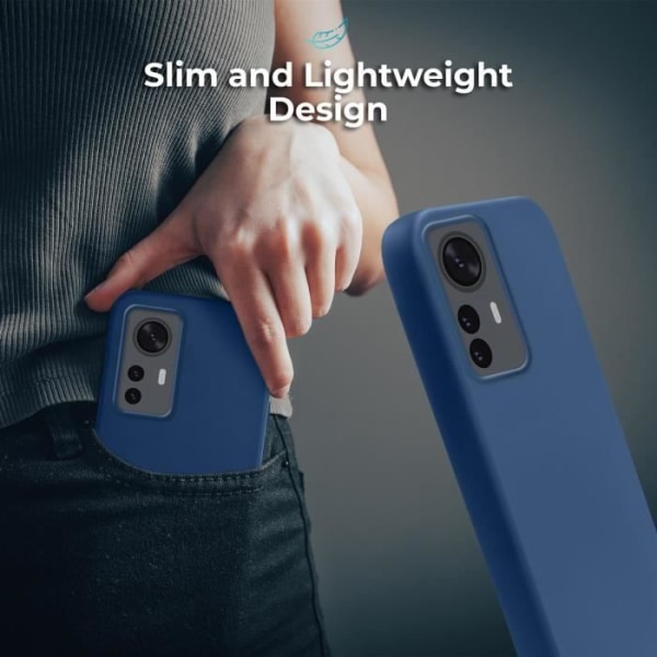 Moozy livsstil. Silikonfodral för Xiaomi 12 Pro, Midnight Blue Lättvätskefodral i flytande silikon med matt finish och