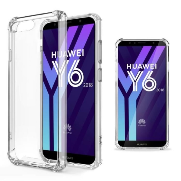 Moozy Transparent Silikonfodral för Huawei Y6 2018 - Stötsäkert Kristallklart Fodral Cover Mjukt flexibelt TPU-fodral