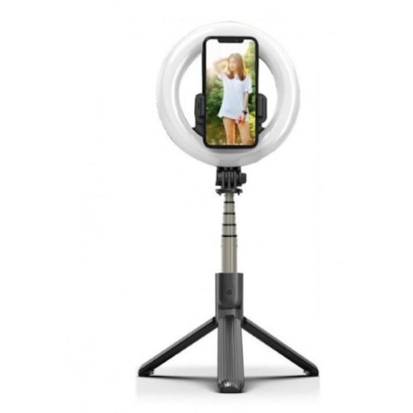 Riff L07 Professional Selfie Stick (max längd 90 cm) med LED-ringljus-stativ-knapp