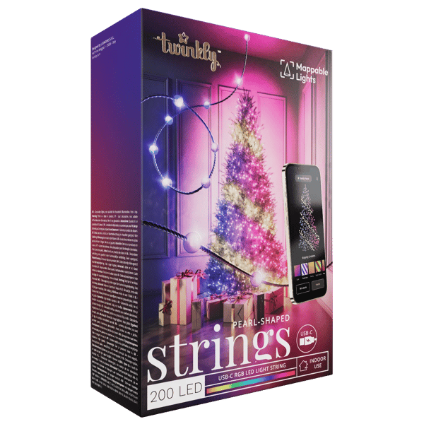 Ljusslinga Twinkly Strings USB-C Candies, pärlor, 200 RGB-LED, 12 m, grön kabel