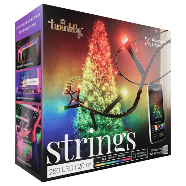 Ljusslinga Twinkly Strings 250 LED RGB 20 m svart kabel IP44