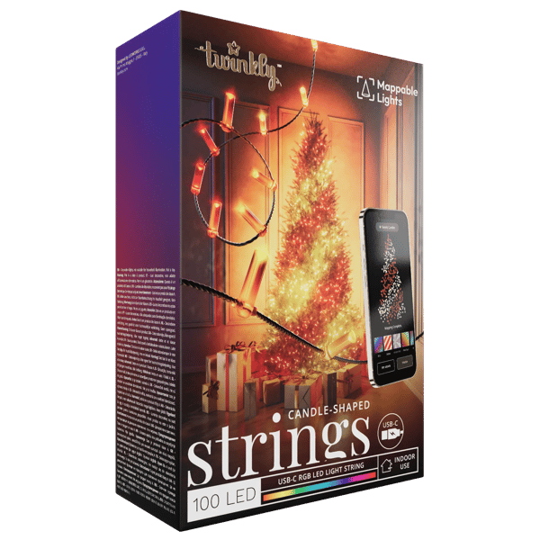 Ljusslinga Twinkly Strings USB-C Candies, ljusformade, 100 RGB LED, 6 m, grön kabel