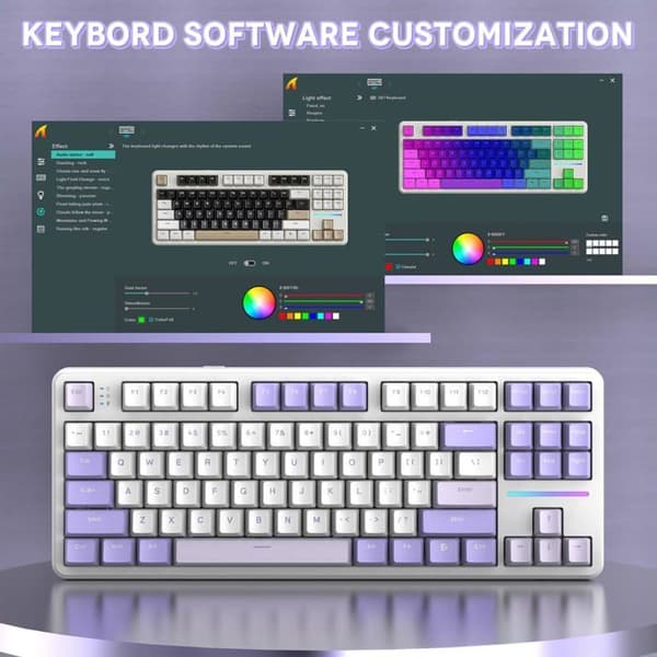 80% mekanisk tastatur - 1001 BATTERIER - X87 - Hot-swappable - RGB programmerbar - Bluetooth/2.4G/USB-C