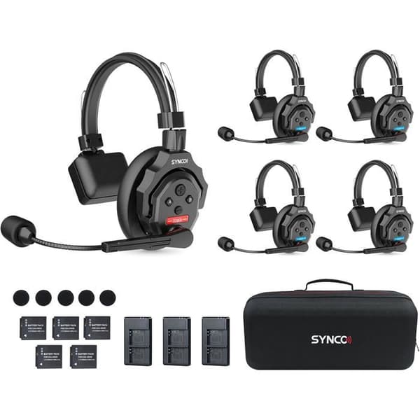 SYNCO Xtalk X5 – Full duplex intercom headset 2.4G, rækkevidde 350 m, 1 master + 4 slaver, batterilevetid 24 timer