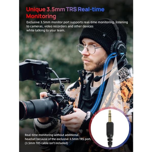 SYNCO Xtalk X5 – Full duplex intercom headset 2.4G, räckvidd 350 m, 1 master + 4 slavar, batteritid 24 h