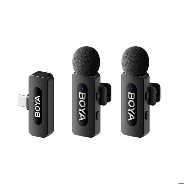 Trådlös mikrofon - BOYA - BY-V20 - 2 sändare - 1 mottagare - USB-C Svart