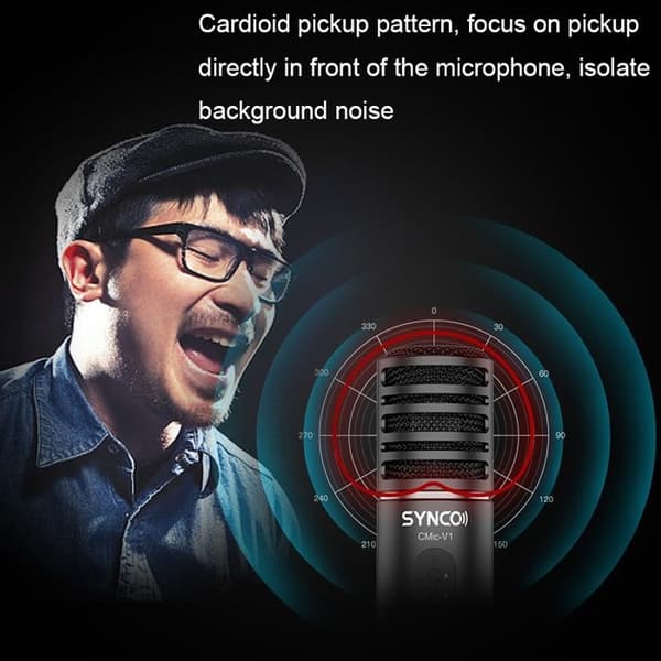 Suuri kalvo mikrofoni - XVX - Synco V1 - Kardioidi - 20Hz-20kHz - USB