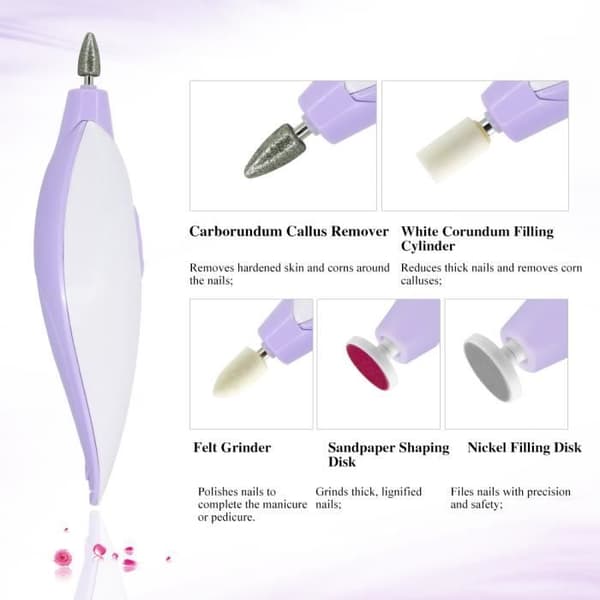 Sæt Manicure/Pedikyr Elektrisk - TOUCHBeauty® - TB-1039 - 5 Tilbehør - 2 Hastighedsniveauer - Kvinde
