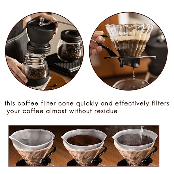 Återanvändbar Häll över Kaffe Filter Rostfritt Stål Fint Nät Kaffe Filter Dropp Kon Papperslös Univer