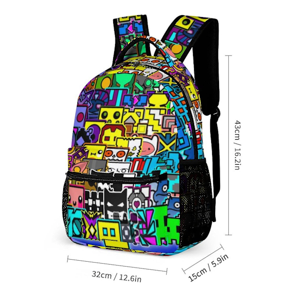 c413 Geometry Dash Ryggsäck Skola Student Bokväska Satchel Ryggsäck Justerbara Axlar  Dagryggsäck bdbh413